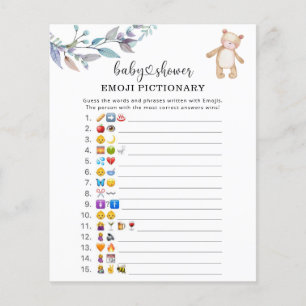 Jeu de baby shower avec image Emoji de forêt d'euc