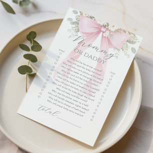 Jeu de baby shower avec noeud floral rose pour mam