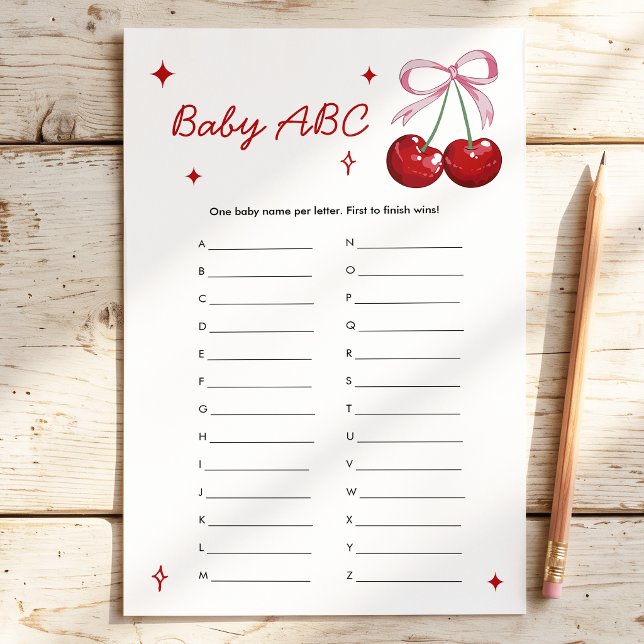 Jeu de Baby Shower Baby ABC Nom Cerise sur le Gâte (Créateur téléchargé)