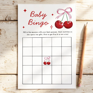 Jeu de Baby Shower Baby Bingo Cerise sur le dessus