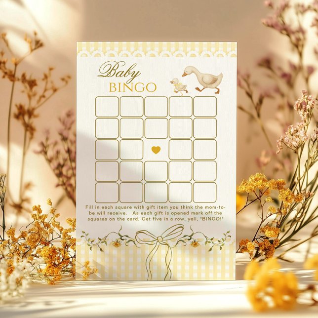 Jeu de baby shower Baby Bingo Silly Goose Gingham (Créateur téléchargé)