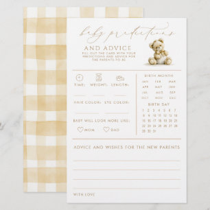 Jeu de baby shower Baby Predictions & Advice Bear