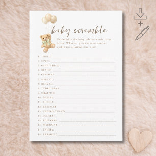 Jeu de Baby Shower "Bearly Wait" Carte de remue-mé