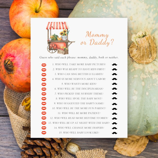 Jeu de baby shower Bébé citrouille Maman Papa (Créateur téléchargé)