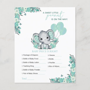 Jeu de Baby Shower : Bébé Éléphant Neutre