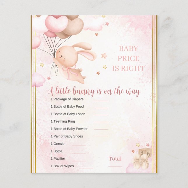 Jeu de Baby Shower Bébé Fille Lapin (Devant)