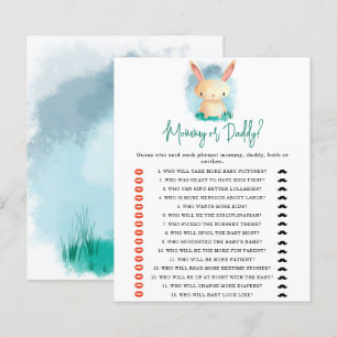 Jeu de baby shower bébé maman ou papa lapin