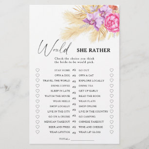 Jeu de baby shower bohème - Qu'est-ce qu'elle préf