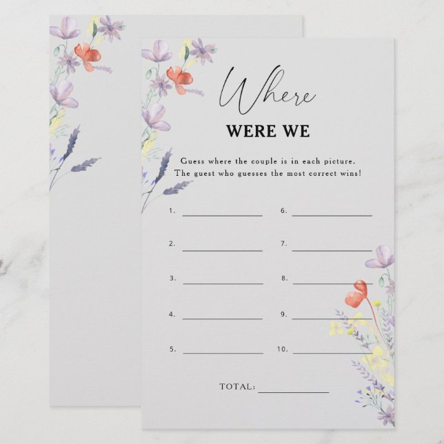 Jeu de baby shower Boho Floral Où étions-nous (Devant / Derrière)