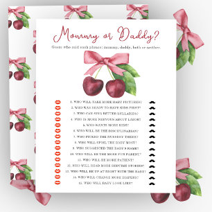 Jeu de baby shower Cerise bow Maman ou Papa