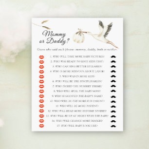 Jeu de baby shower Cigogne maman ou papa baby show