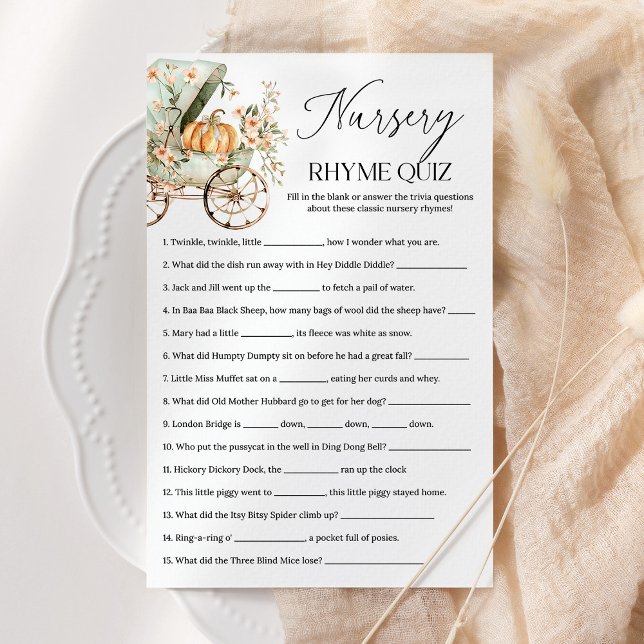 Jeu de Baby shower Citrouille d'automne de Nursery (Créateur téléchargé)