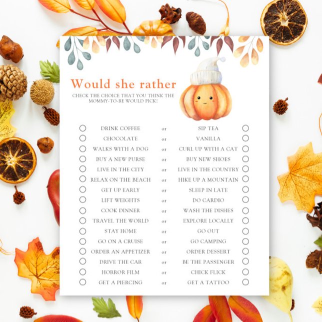 Jeu de baby shower « Citrouille d'automne / Préfèr (Créateur téléchargé)