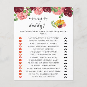 Jeu de baby shower citrouille maman ou papa