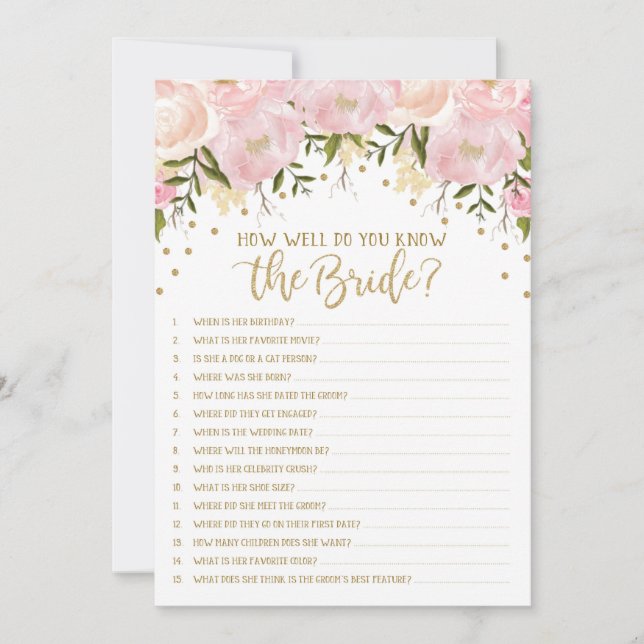 Jeu de Baby Shower : Connaissez-vous bien la Marié (Devant)