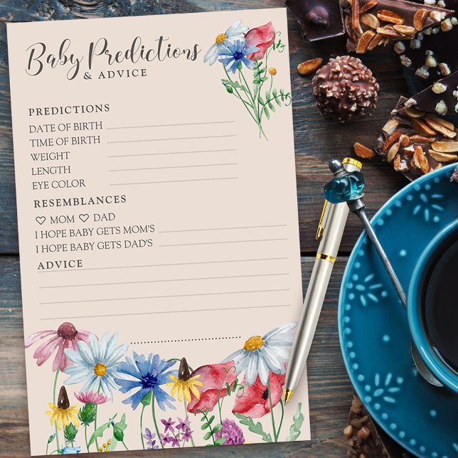 Jeu de baby shower : Conseils et prédictions pour  (Baby Predictions & Advice Baby Shower Activity from my Wildflower Charm collection)