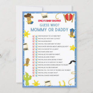 Jeu de Baby shower Cowboy - 5x7 taille Invitation