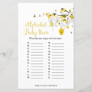 Jeu de Baby shower d'abeilles - ABC jeu d'objet po