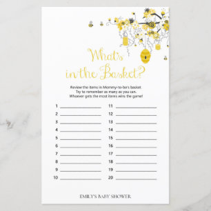 Jeu de Baby shower d'abeilles - What's in the Bask
