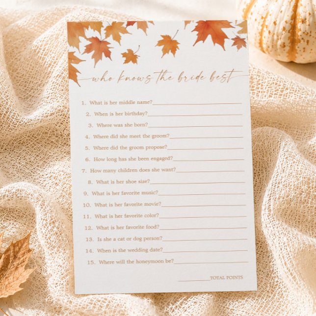 Jeu de Baby Shower d'Automne: Qui Connaît le Mieux (Créateur téléchargé)