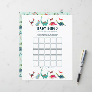 Jeu de baby shower de bingo de dinosaure mignon