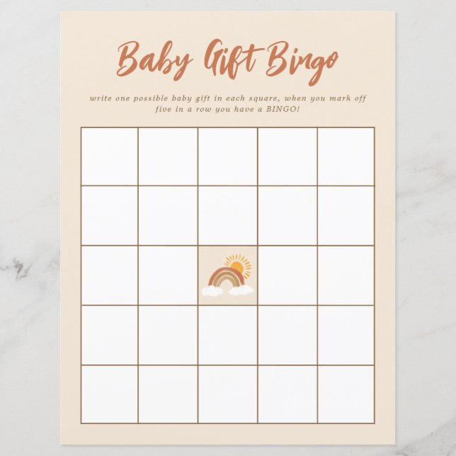 Jeu de Baby shower de Bingo Neutral Baby (Devant)