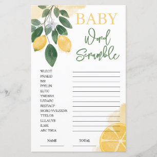 Jeu de Baby shower de course de mot citron