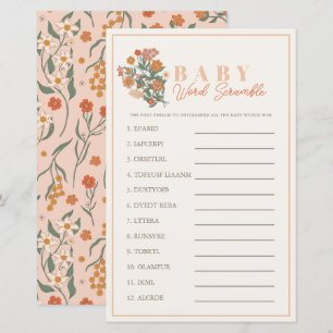 Jeu de Baby shower de Fleur sauvage de mot Boho