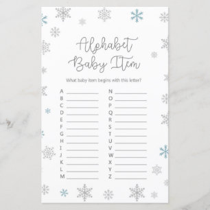 Jeu de Baby shower de flocon de neige d'hiver IMPR