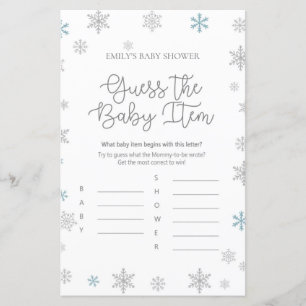 Jeu de Baby shower de flocon de neige d'hiver IMPR