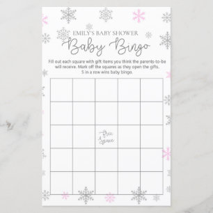 Jeu de Baby shower de flocon de neige rose en arge