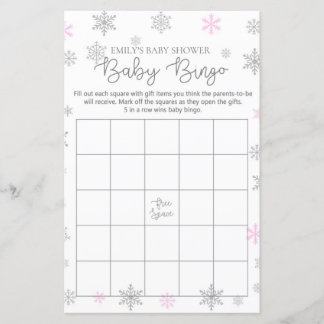 Jeu de Baby shower de flocon de neige rose en arge