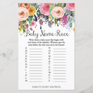 Jeu de Baby shower de jardin fleuri IMPRIMÉ