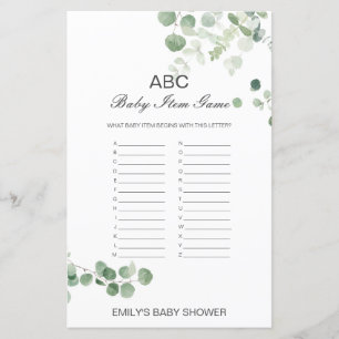Jeu de Baby shower de l'élément Alphabet modifiabl