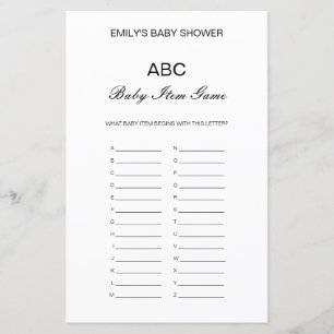 Jeu de Baby shower de l'élément Alphabet modifiabl