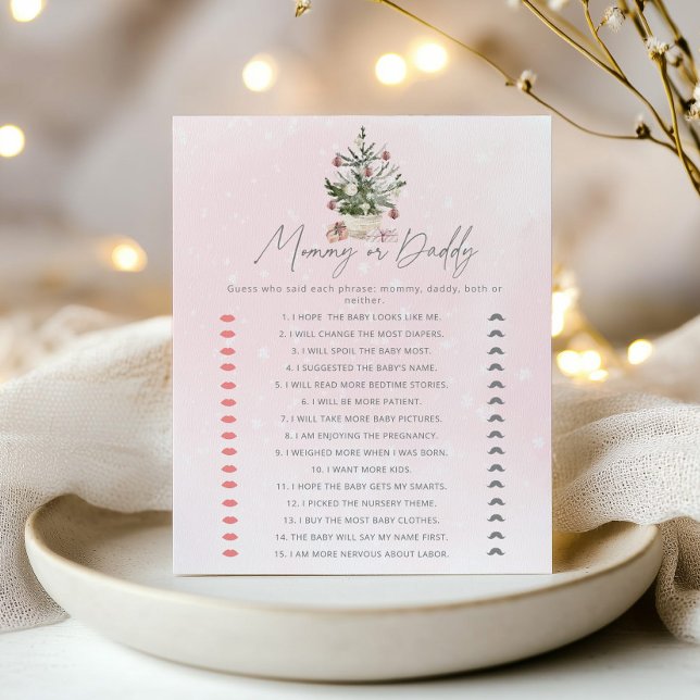 Jeu de baby shower de maman ou papa rose d'hiver (Créateur téléchargé)