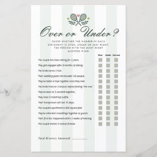 Jeu de Baby Shower de mariage Over ou Under Perfec