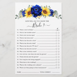 Jeu de Baby Shower de mariage Royal Blue Rustique 