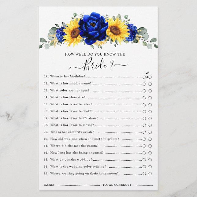 Jeu de Baby Shower de mariage Royal Blue Rustique  (Devant)