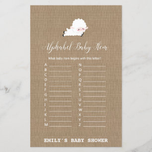 Jeu de Baby shower de petit agneau IMPRIMÉ