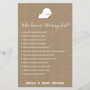 Jeu de Baby shower de petit agneau IMPRIMÉ