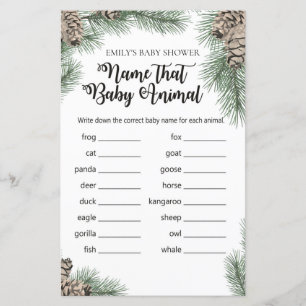 Jeu de Baby shower de Pinecone d'hiver avec répons