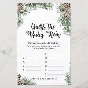Jeu de Baby shower de Pinecone d'hiver IMPRIMÉ