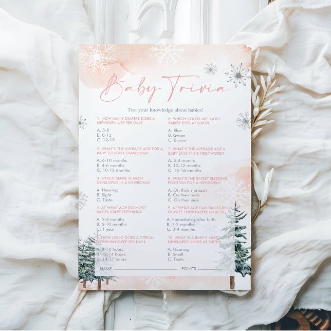 Jeu de Baby shower de Trivia pour bébé d'hiver (Créateur téléchargé)