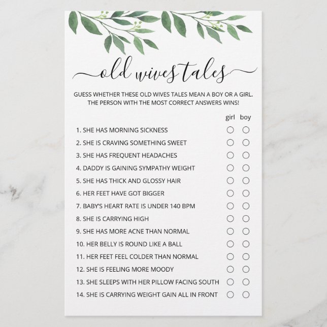 Jeu de Baby Shower des Vieilles Femmes Tales (Devant)