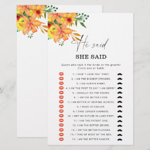 Jeu de baby shower d'été Il a dit qu'elle avait di