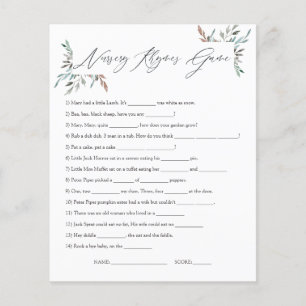 Jeu de Baby shower d'hiver de verdure rustique