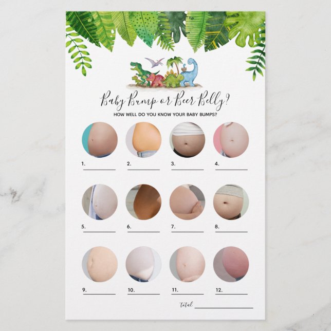 Jeu de Baby shower Dinosaur Ventre de bière (Devant)