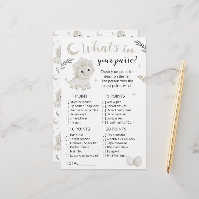 Jeu de Baby Shower Dinosaure Qu'est-ce qu'il y a d (Devant/Arrière en situation)