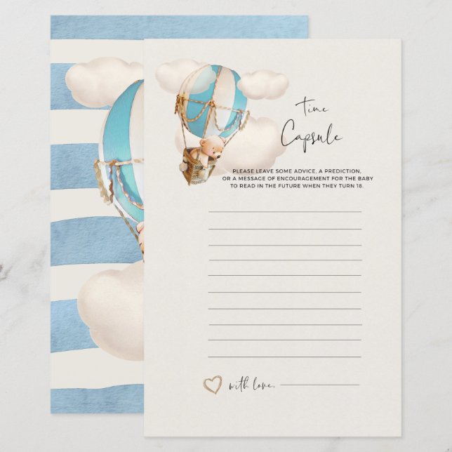 Jeu de Baby shower d'ours - Capsule de temps (Devant / Derrière)